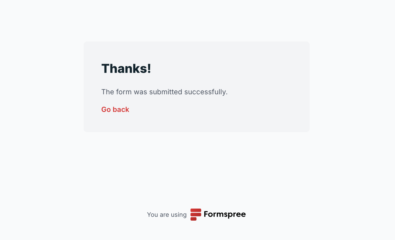 Form submission successful