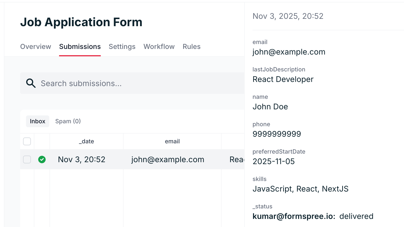 Formpsree submission example