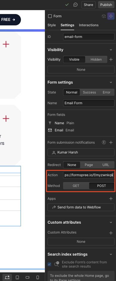 Setting the Form Action